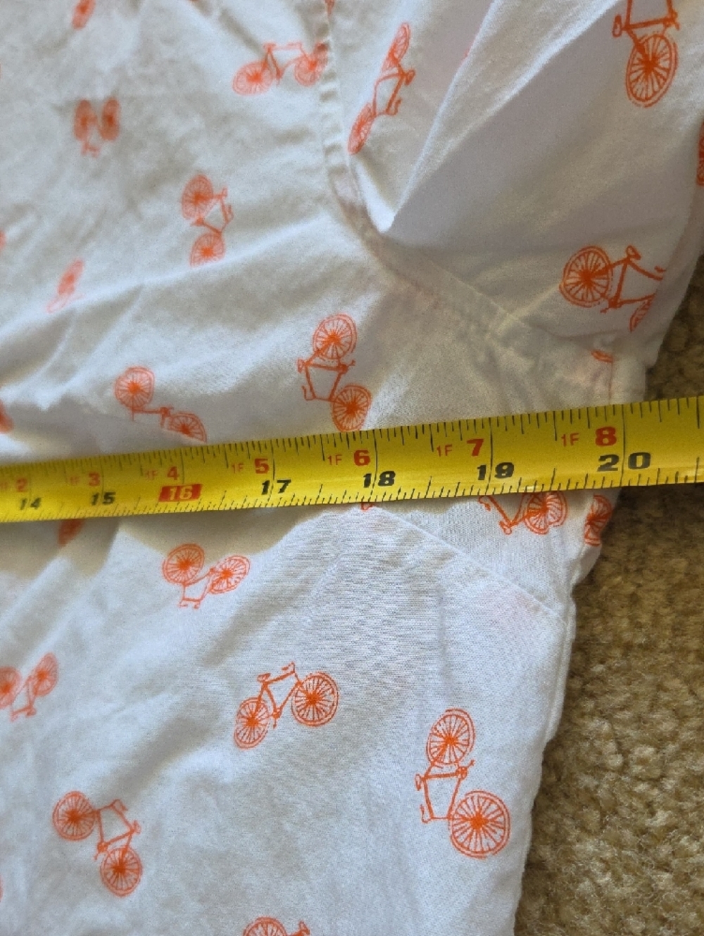 Anthropologie Postmark Bicycle Print Button Down Shirt White and Orange Sz 12 - Picture 11 of 12